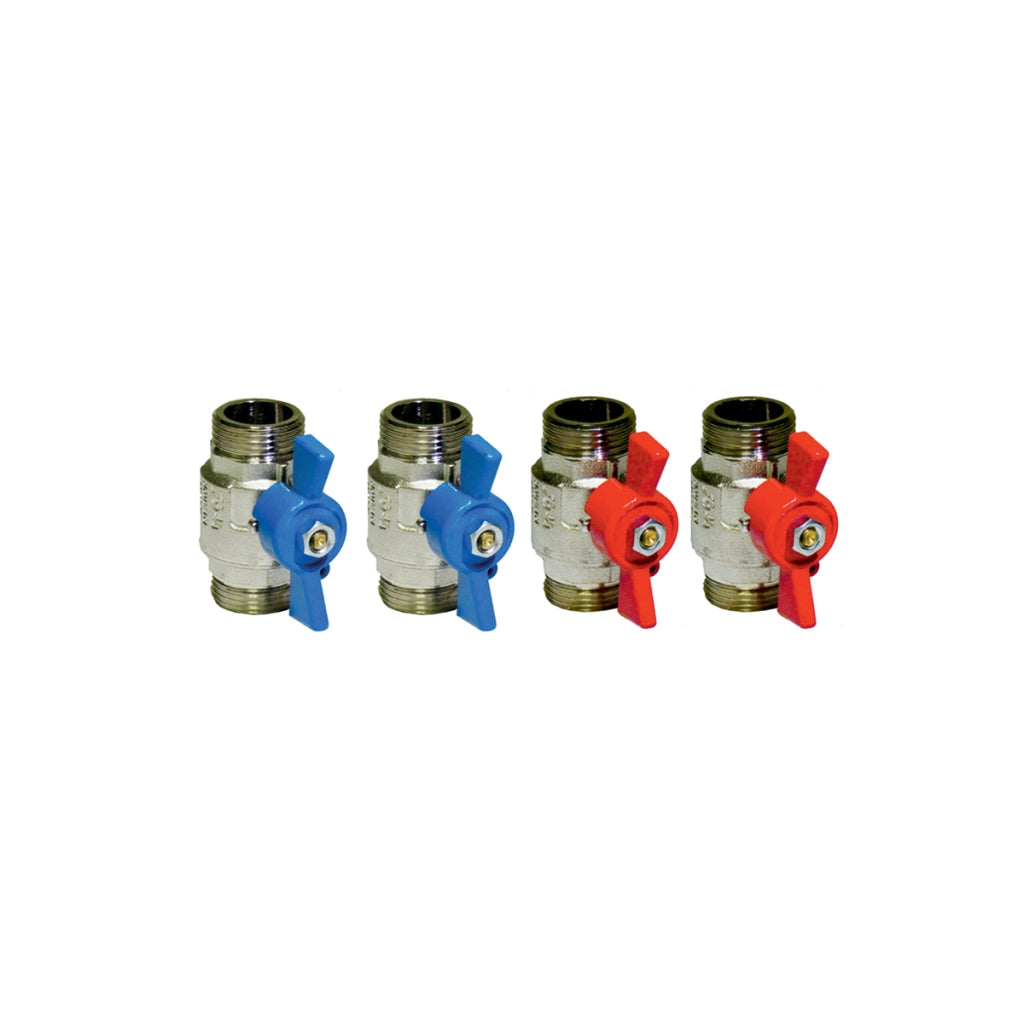 4 PZ KIT RUBINETTI VALVOLE A SFERA 2 LEVA ROSSA  2 LEVA BLU- 3/4- MAXIF- pezzi 1
