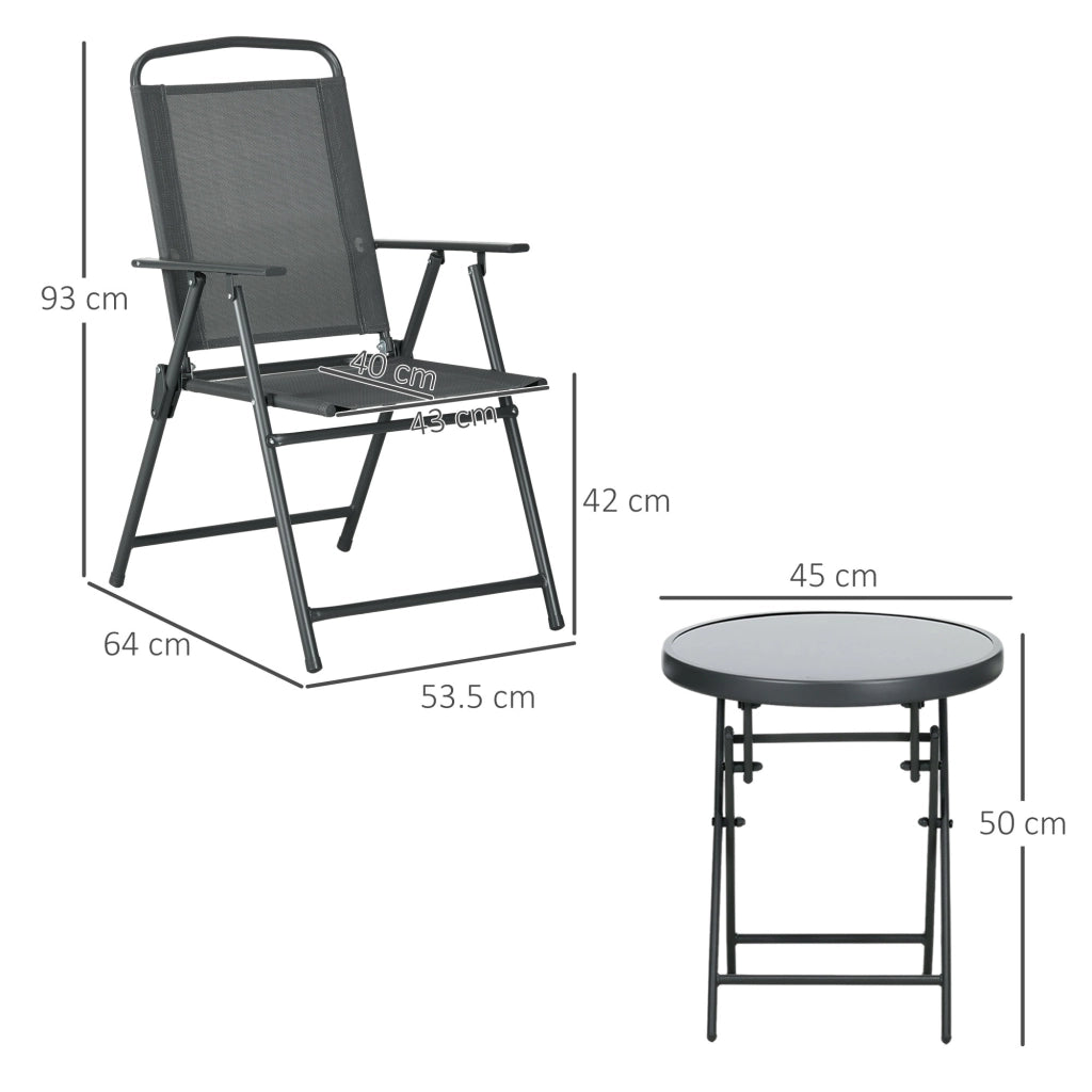 Set Giardino 3 Pezzi con Sedie e Tavolino ¨C Zephmum ¨C Grigio Scuro, Metallo