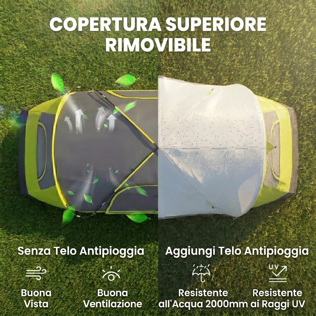 Tenda da Campeggio 6 Posti ¨C zephmum ¨C Verde Poliestere 450x215x180 cm