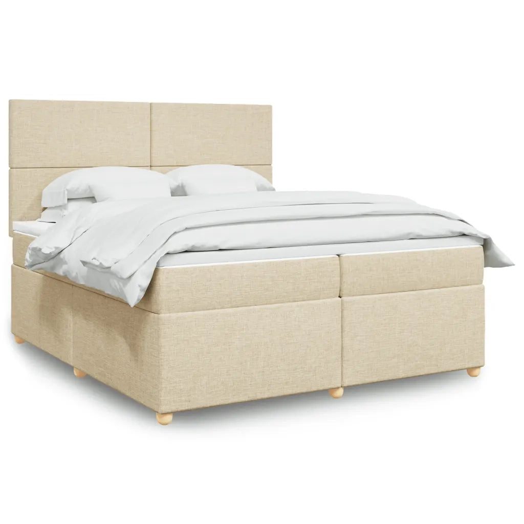 Giroletto a Molle con Materasso Crema 200x200 cm in Tessuto