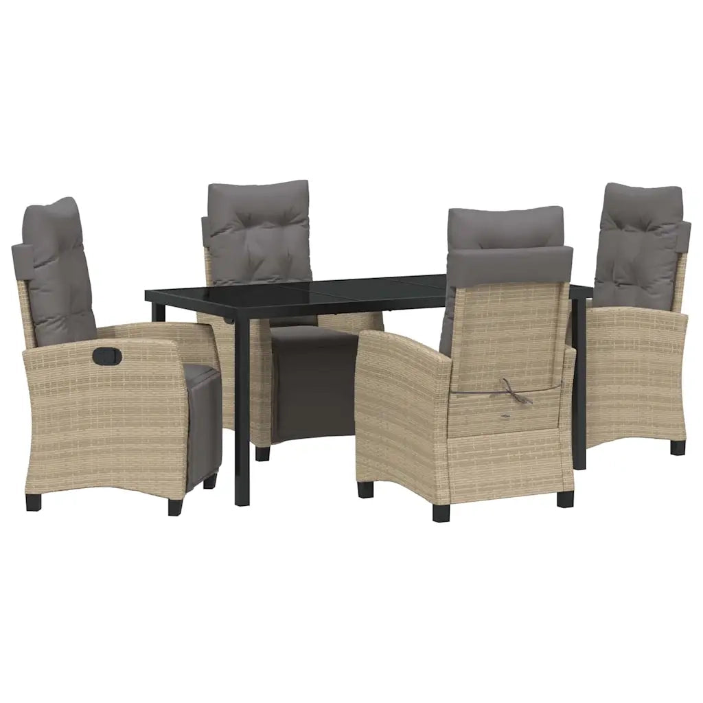 Set da Pranzo per Giardino con cuscino 5 pcs Beige polyrattan 3380452