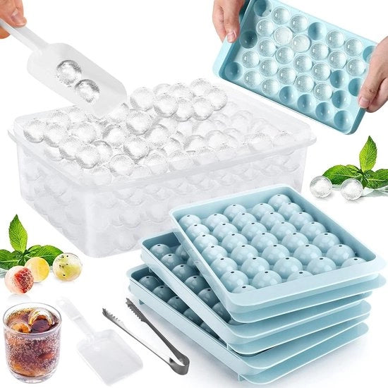 Congelatore in forma di cubetti - confezione da 6 pezzi con coperchio - 99 cubetti rotondi - congelatore - alimentari - contenitore per ghiaccio - whisky - caffè