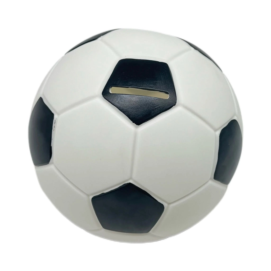 Salvadanaio a forma di pallone da calcio 15 x 15 x 15 cm pratico per risparmi decorazione di tendenza in ceramica rossa 13_0017257