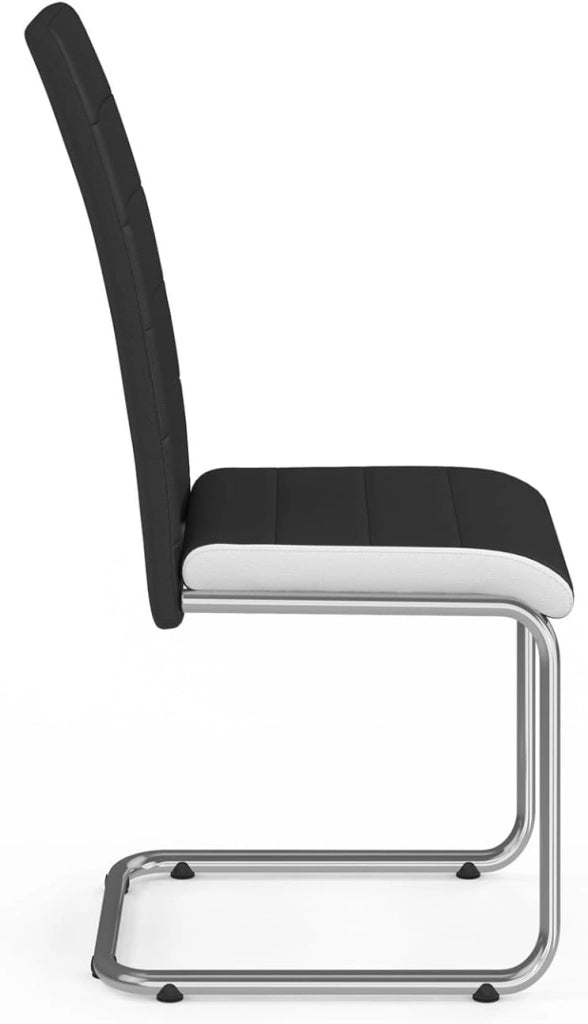 Set di 4 sedie da pranzo nere con fascia bianca per la sala da pranzo MIA