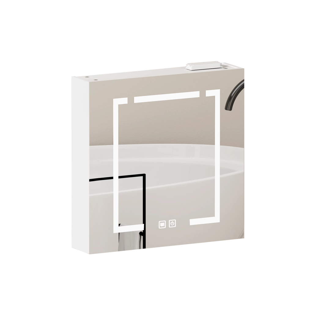 Armadietto Specchio LED Bagno con Ripiani ¨C MINIMAL ¨C Bianco 60cm