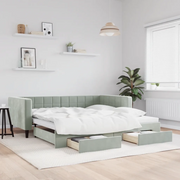 Divano Letto Estraibile Cassetti-Sofa Letto-Daybed Grigio Chiaro 100x200 Velluto 935497