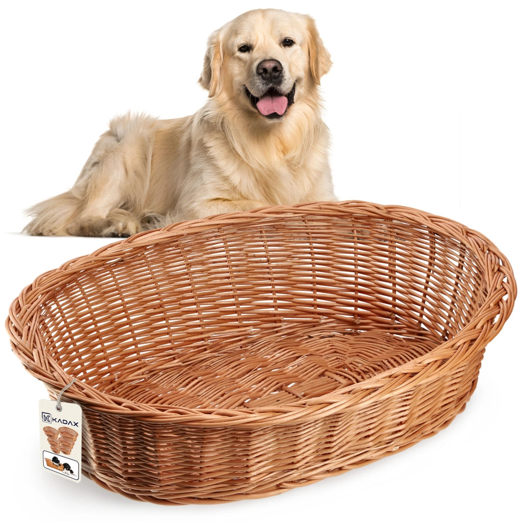 Cuccia per cani e gatti KADAX in vimini naturale, grande, ecologica, 90 cm XL