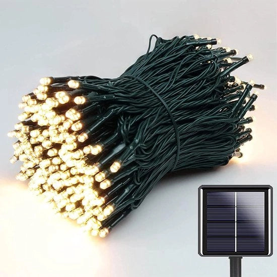Decorazione di Natale all'aperto 22 m 200 LED a energia solare - 8 modalità - impermeabile - per giardino festa vacanza - decorazione di Natale per albero - caldo