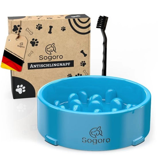 Ciotola per Cani Anti-Gulping con Penna per Pulizia Facile e Capacità fino a 700ml, con Effetto Anti-Slittamento e Ideale per Cani di Taglia Media e Grande