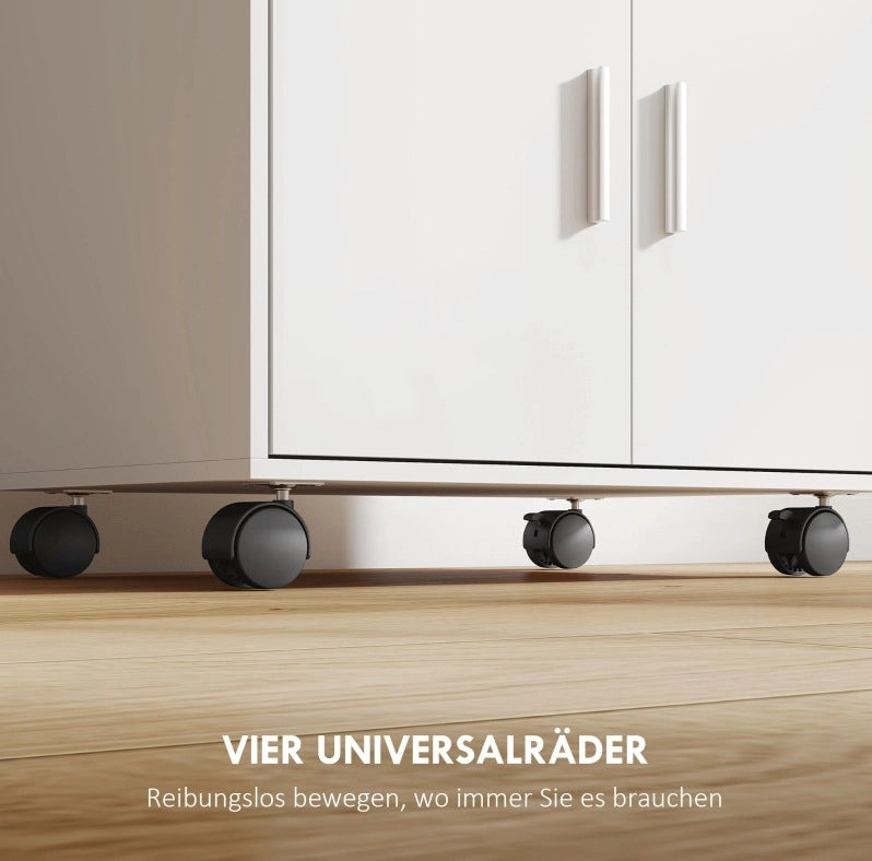 Mobile armadio da cucina bianco con doppia porta, cassetto e ripiani per microonde