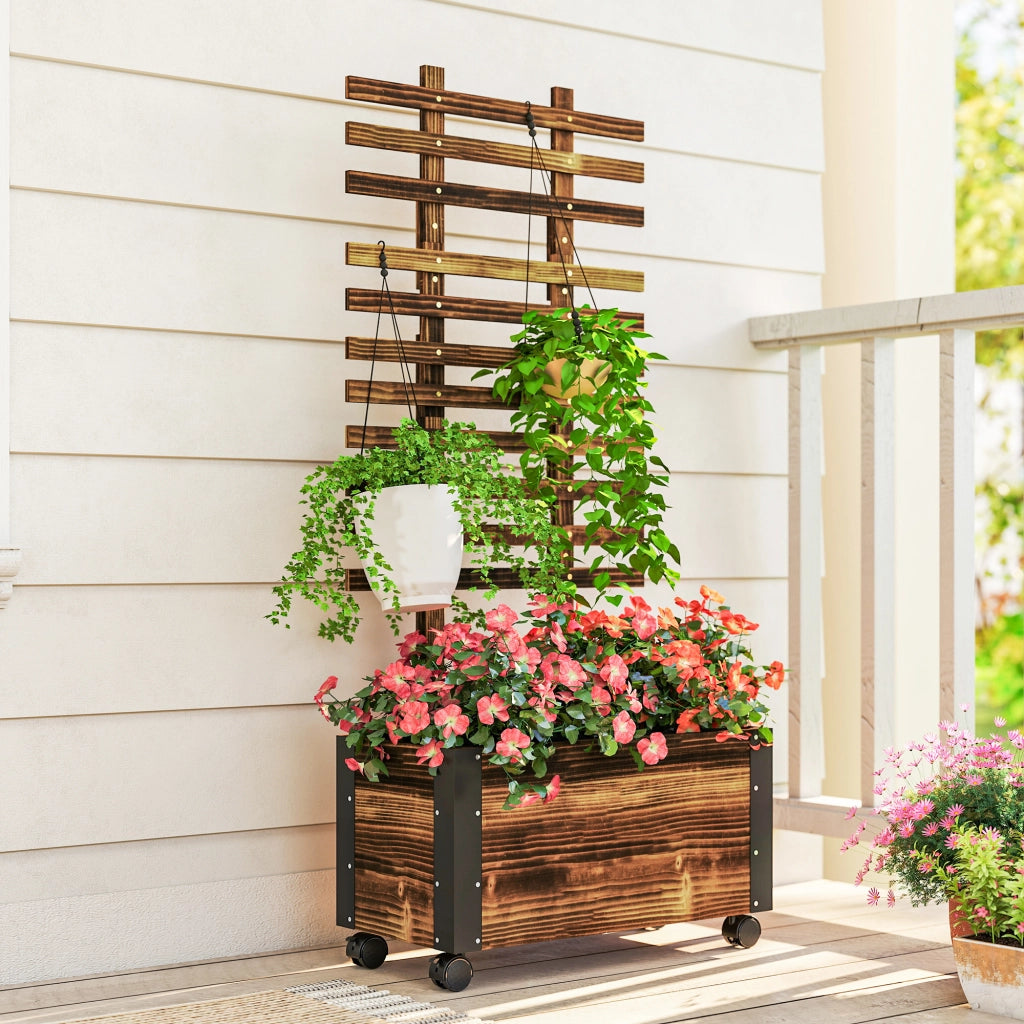Fioriera con griglia e rotelle ¨C zephmum ¨C 65x31x147 cm legno di pino