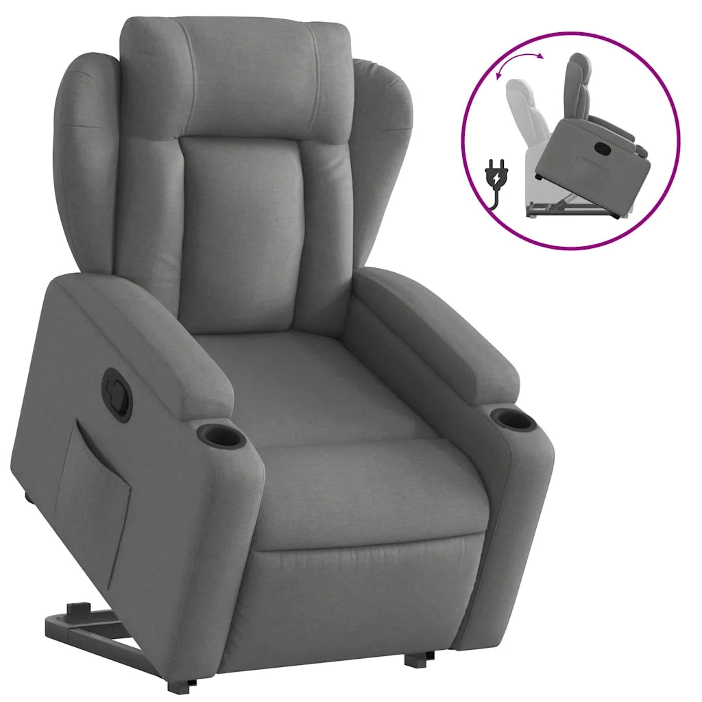 Poltrona Alzapersona Reclinabile Grigio Scuro in Tessuto 3204483
