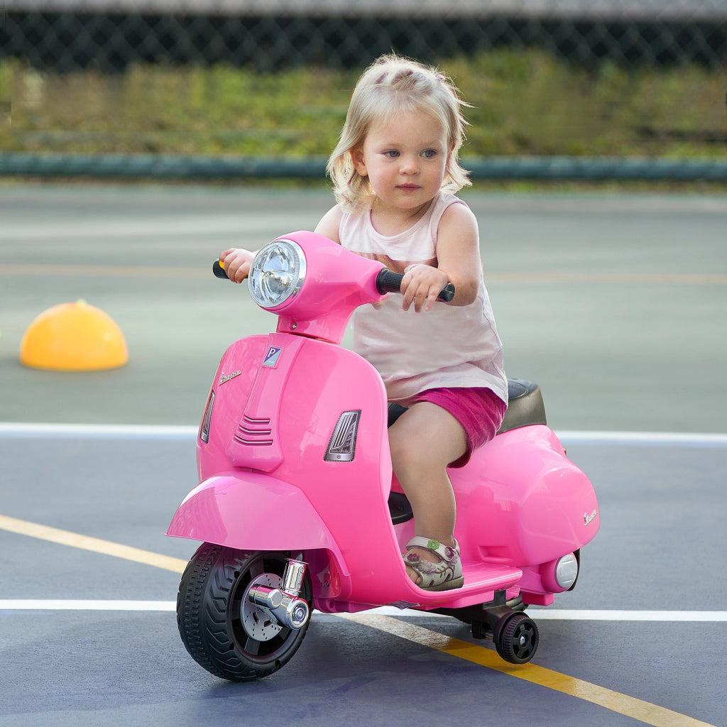 Moto Elettrica Vespa Bambini 18-36 Meses 6V con Faro e Bocina ¨C ZephMum ¨C Rosa 66.5x38x52 cm
