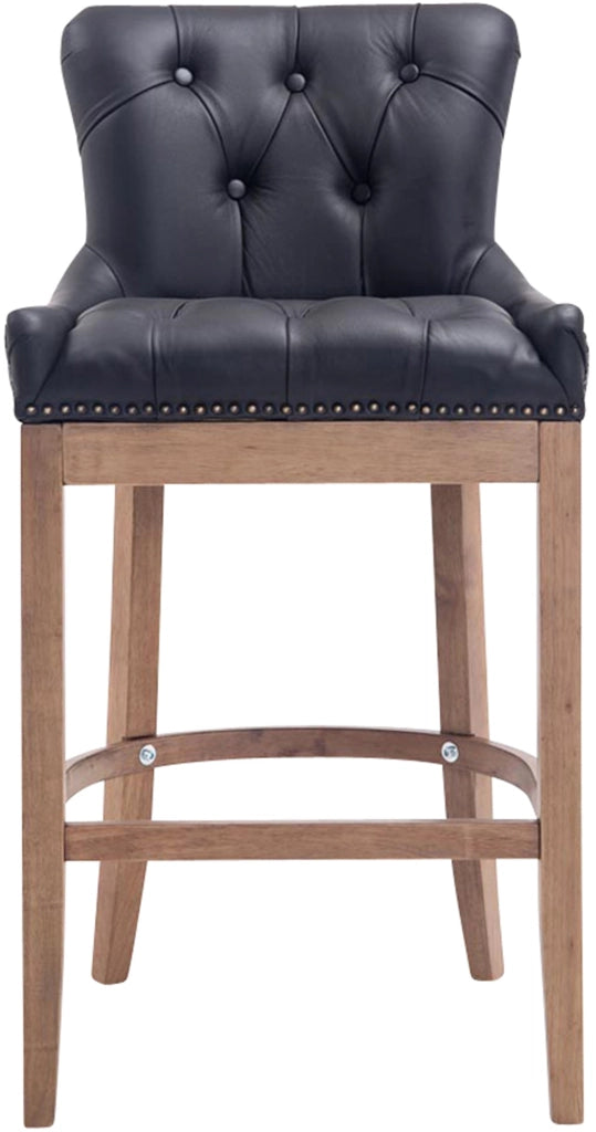 Sgabello Lakewood vera pelle antico-chiaro nero