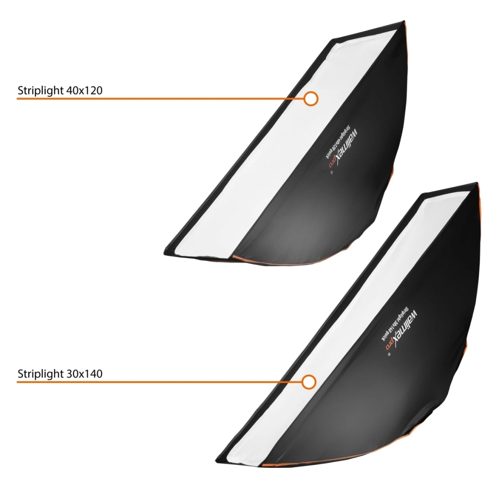 Studio Line Striplight SB QA per Aurora/Bowens/ - Softbox, superficie 30x140cm, profondità 49,5cm, pieghevole, con griglia, diffusore interno ed esterno, speedring