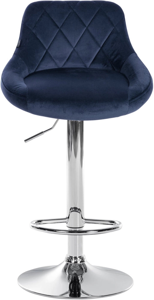 Sgabello da bar Lazio Velvet blu,cromo