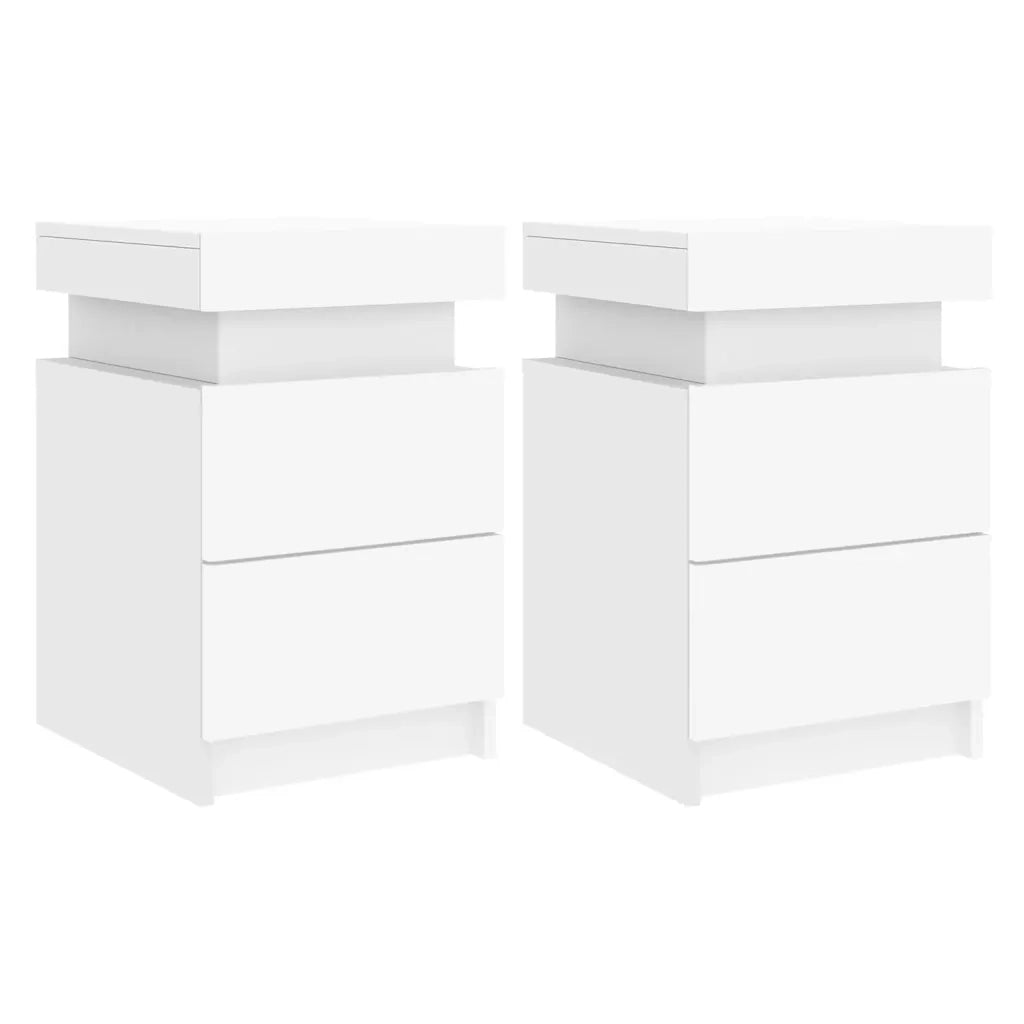 Comodini con Luci LED 2 pz-Set di 2 Tavolino da notte Bianchi 35x39x55 cm