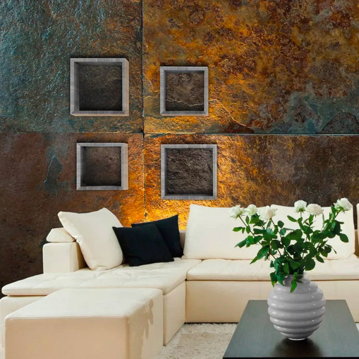 Set 2 Mensole Cubo da Parete Quadrato in Fibra di Legno Ginevra Rovere Sbiancato