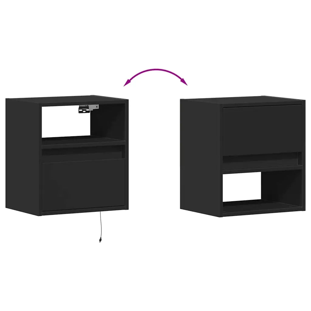 Mobili TV a Parete con Luci LED 2pz | Armadietto TV | Mobile Porta TV Neri 41x31x45 cm