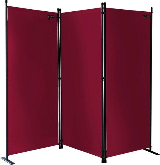 Divisore per stanza a 3 ante - 170 x 165 cm - Rosso rubino - Tela