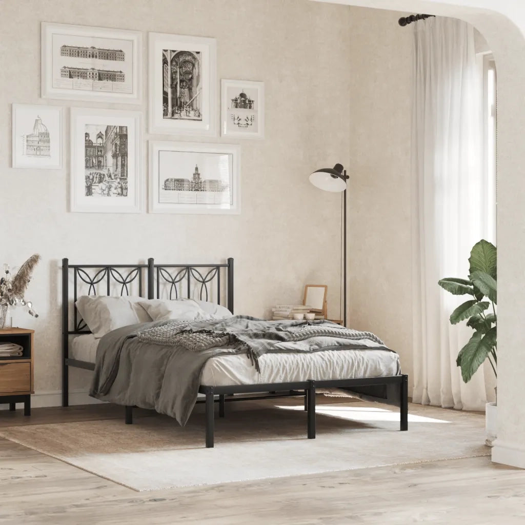 Giroletto con Testiera-Struttura Letto con testiera in Metallo Nero 120x190 cm 207122