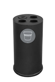 Pattumiera a Bidone per Raccolta Differenziata Ø35x72 cm 3 Scomparti Tubolari e 1 Vaschetta in Acciaio Verniciato Nero