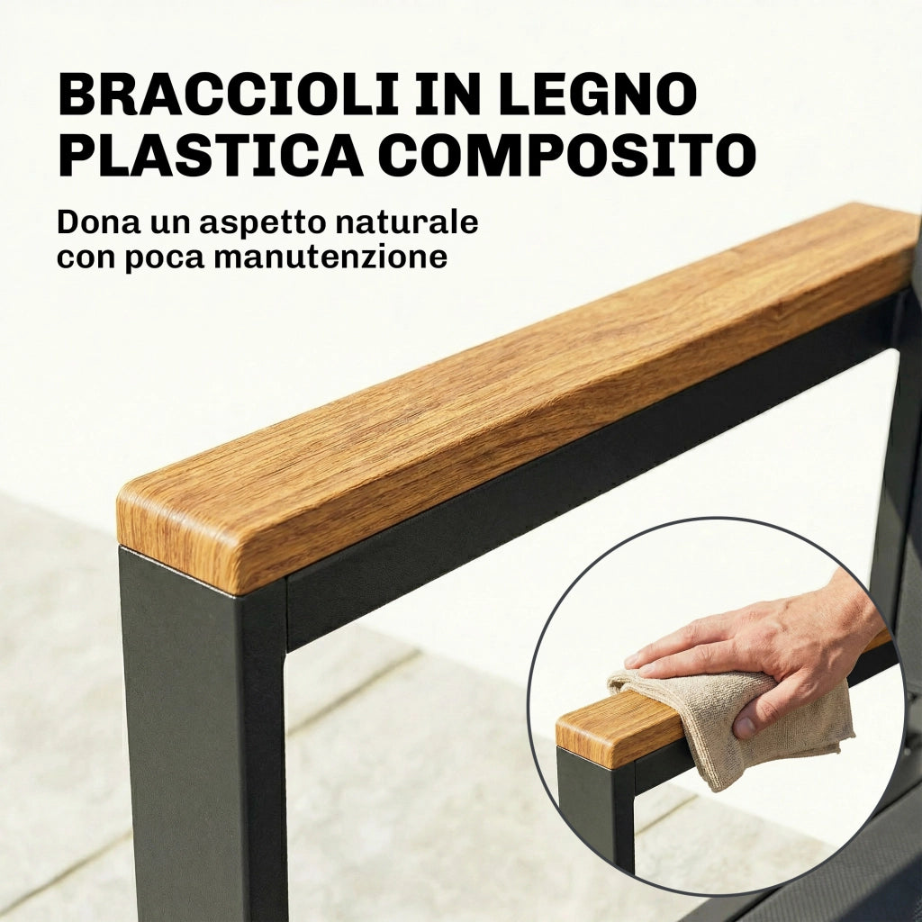 Sedie da giardino impilabili con seduta e schienale imbottiti ¨C zephmum ¨C grigio scuro