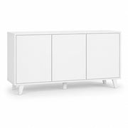 Mobile Contenitore Con 3 Ante Battenti Senza Maniglie Credenza In Melaminico Per Soggiorno Sala Da Pranzo E Ingresso 154 X 41 X 75 Cm Bianco
