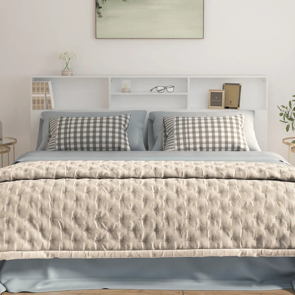 Testiera con Contenitore-Testata del letto Bianco 200x19x103,5 cm