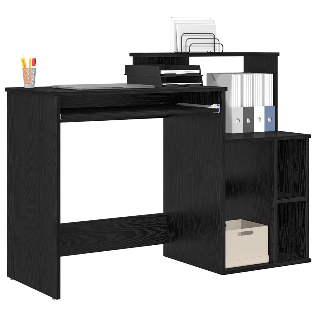 Scrivania con spazio di archiviazione Rovere Nero 120,5x44x88,5 cm Legno ingegnerizzato