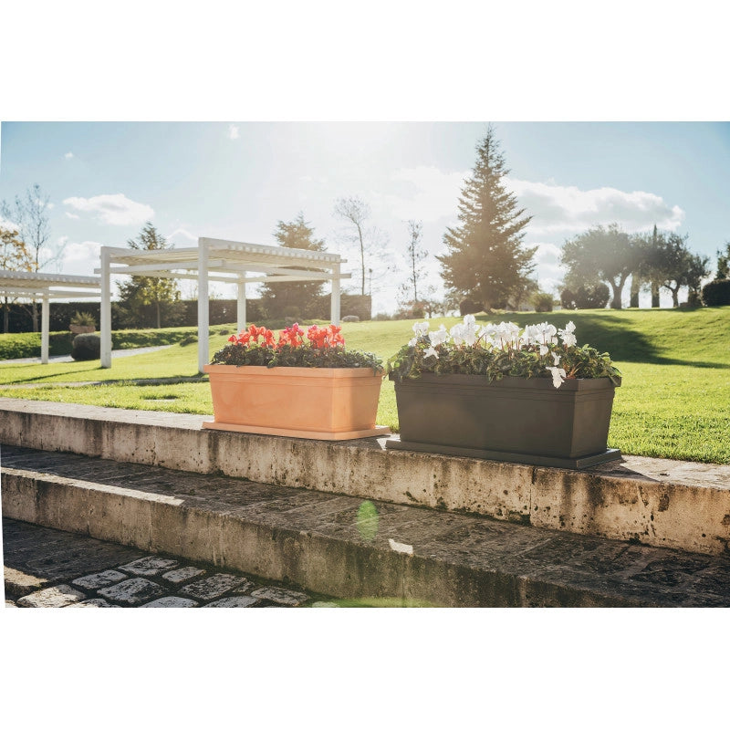 Vaso Fioriera decorativo classico tradizionale 100x47 H38 in polimero resistente terracotta per piante per giardini e terrazze - Made in Italy