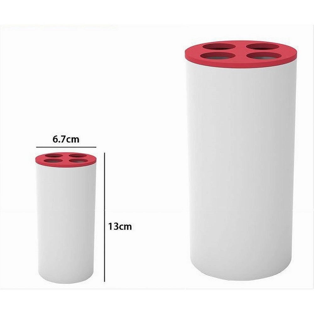 Trade Shop - Bicchiere Portaspazzolini 4 Fori Bianco Rosso In Plastica Accessorio Bagno 69938 -