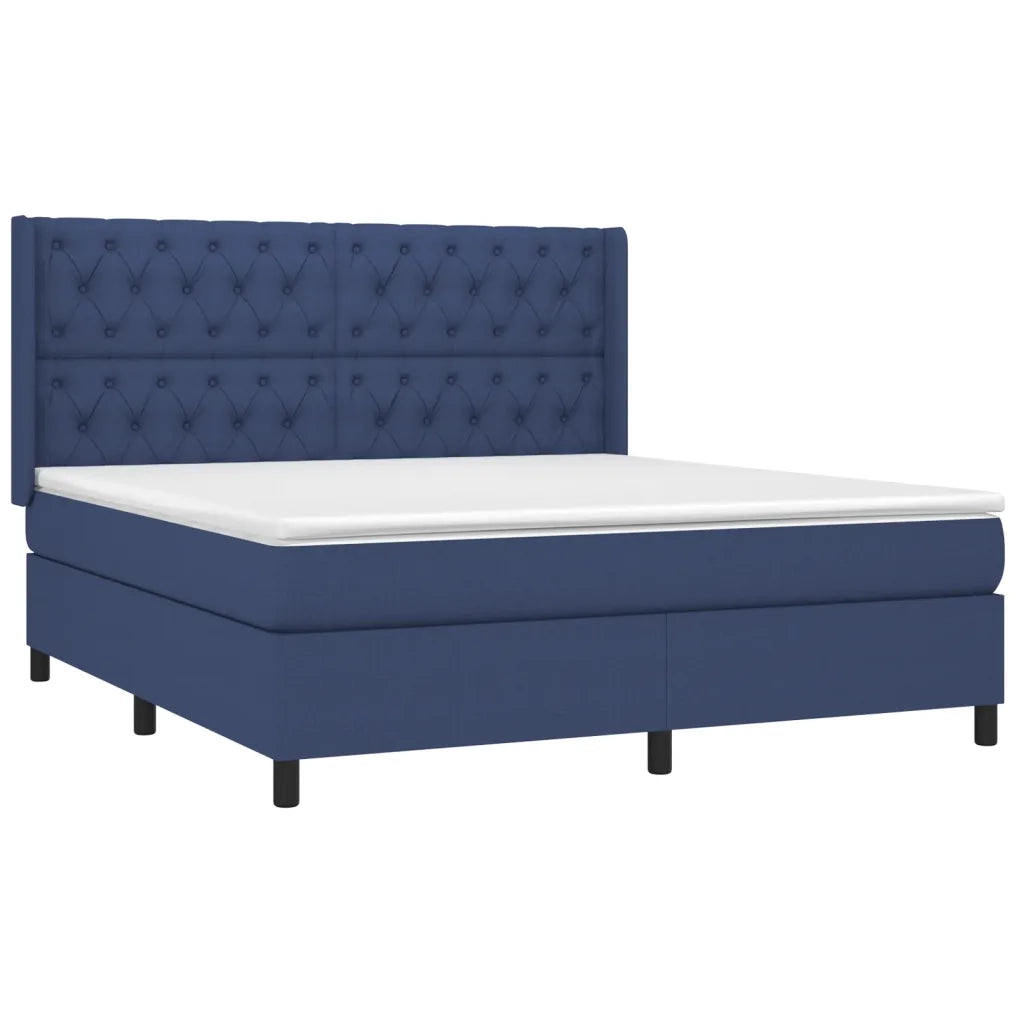 Letto a Molle con Materasso e LED Blu 160x200 cm in Tessuto cod mxl 35760
