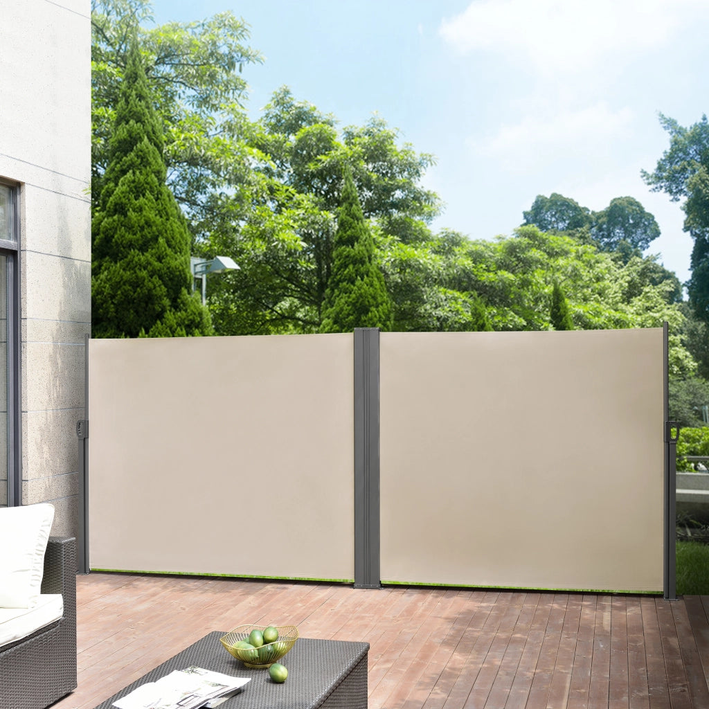 Paravento Doppio Estraibile Alcazaba per Esterni 180 x 300 x 300 cm color Sabbia pro.tec