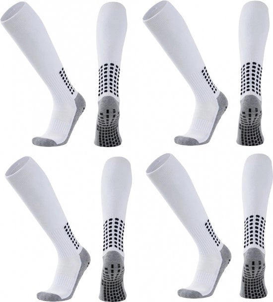 Sokker di Calcio - sportivi calzettoni - 4 paia - misura unica 40-47 - Compressione - miglioramento delle prestazioni - Presa migliorata - Qualità - Calzettoni robusti e confortevoli - con nodi antiscivolo - per la maggior parte degli sport