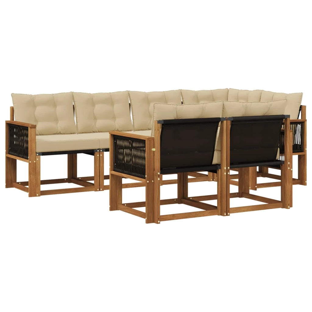 Set di divani da esterno con cuscino 7 pcs Naturale e Beige