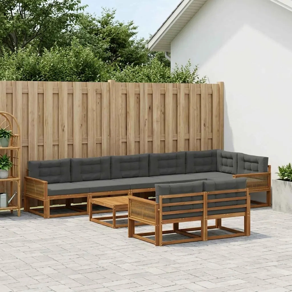 Set di divani da esterno con cuscino 9 pcs Naturale e Antracite 3382690