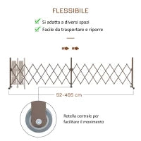 Recinzione Estensibile Autoportante in Acciaio e Alluminio, Larghezza 52-405 cm, Marrone scuro
