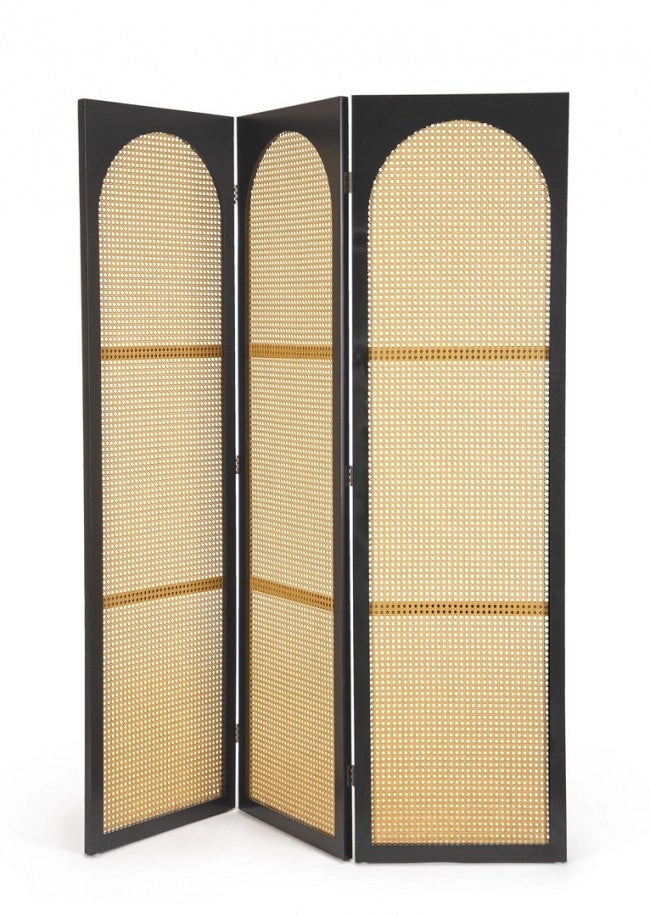 Paravento Legno Nero Stile Boho da Interno 150x180 cm - JOSIE