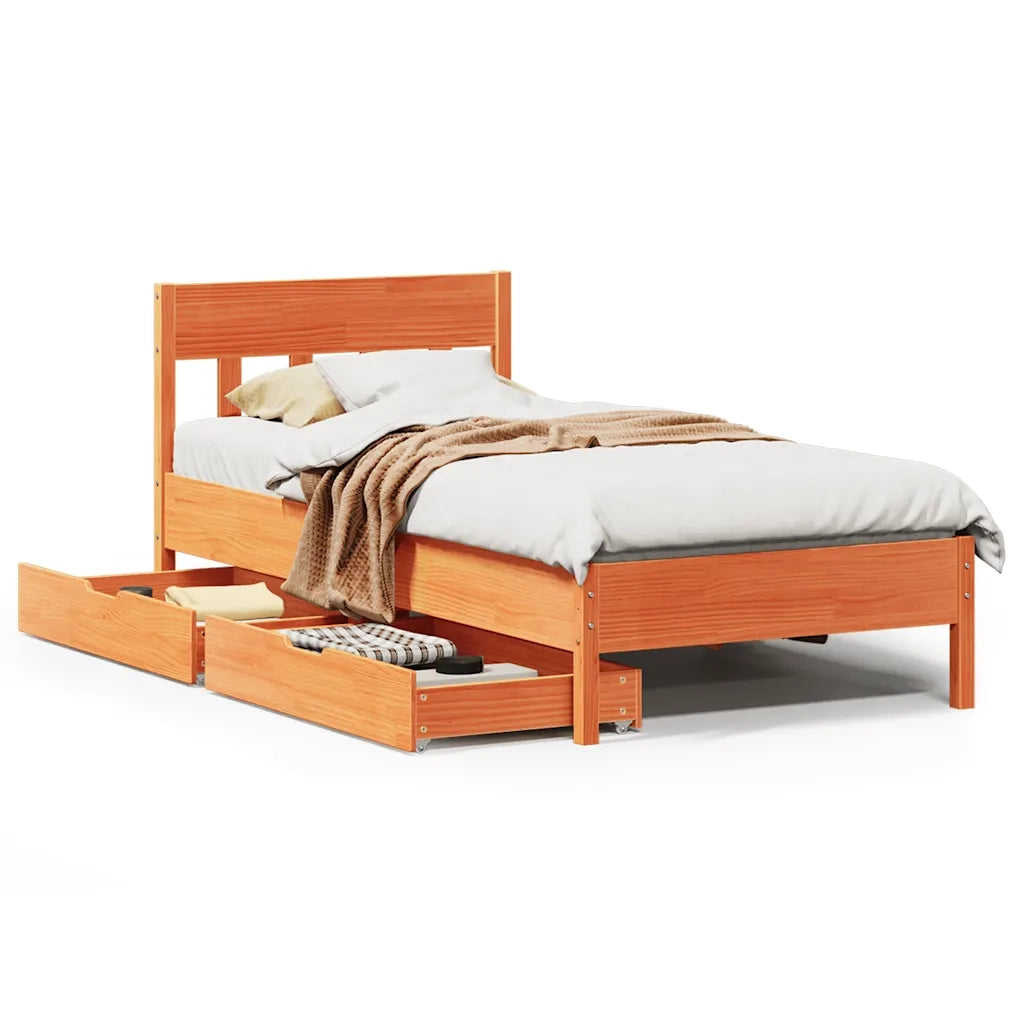 vidaXL Letto senza Materasso Marrone Cera 90x190 cm in Legno di Pino