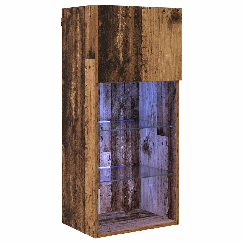 Mobile TV da Parete con LED Legno vecchio 40,5 x 30 x 90 cm