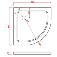 Piatto Doccia Semicircolare 90x90 cm in ABS Rinforzato Easy Bianco