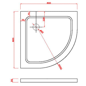 Piatto Doccia Semicircolare 90x90 cm in ABS Rinforzato Easy Bianco