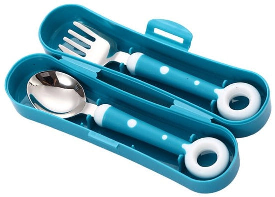 Piatti per bambini forchetta cucchiaio set di alimentazione per neonati affidabile servizio per bambini - blu