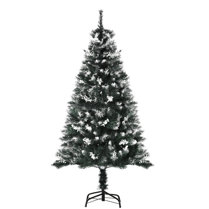 Albero di Natale Artificiale Innevato 150 cm 378 Rami con Bacche Verde