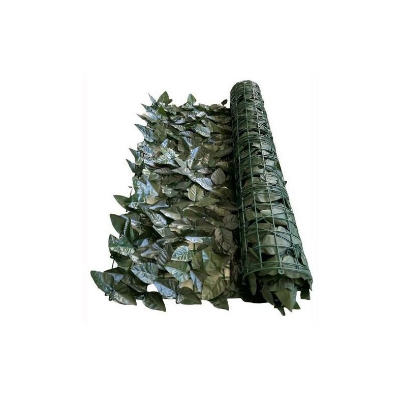 Recinzione, separè in pvc con foglie di lauro verde 300x100cm Fredi