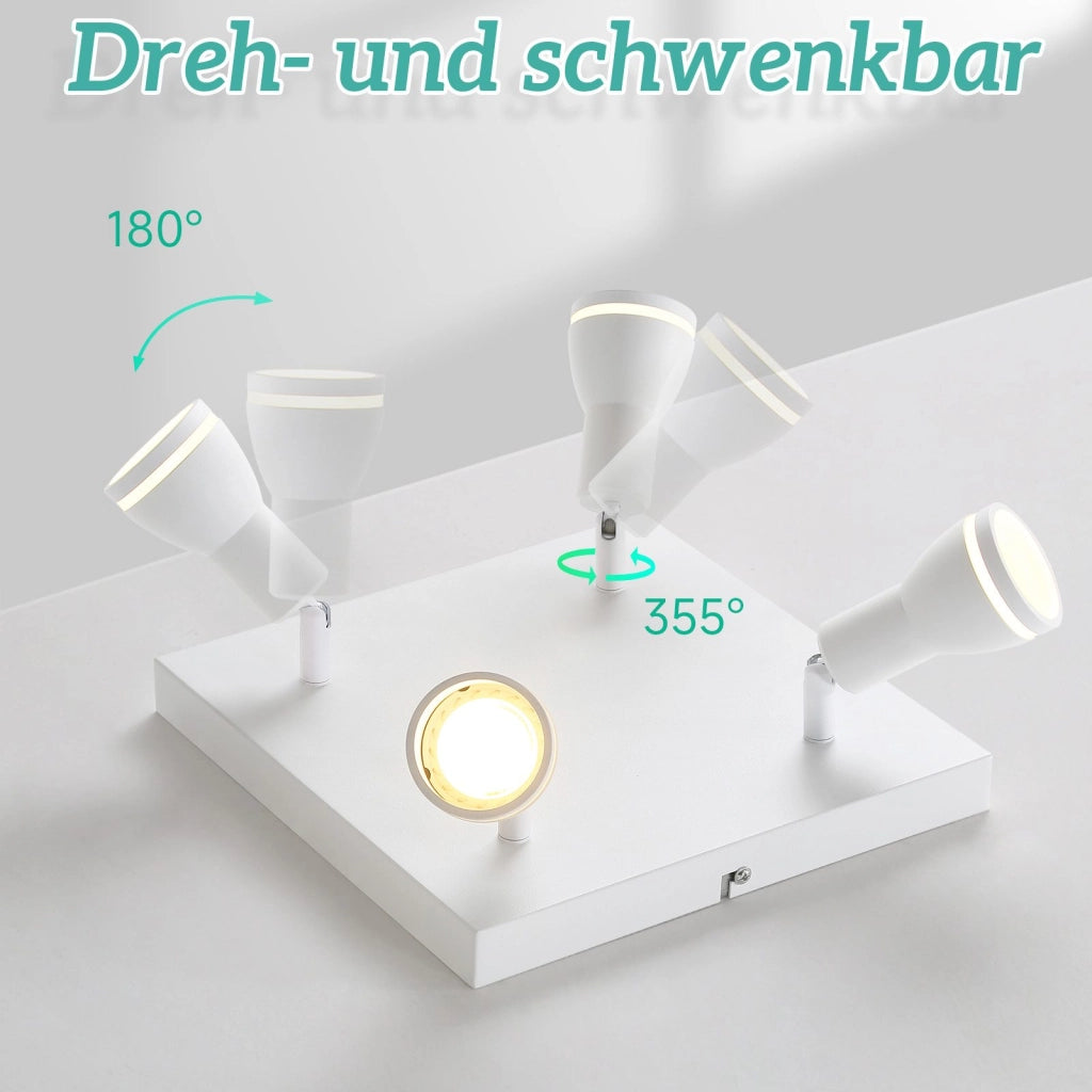 ZMH Faretto da soffitto LED bianchi 4 luci GU10 orientabili quadrati anche parete senza lampadina