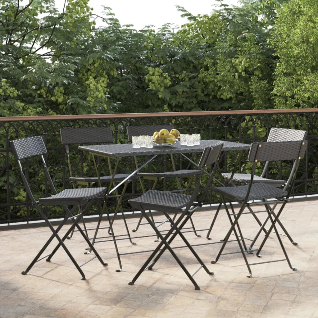 Sedie Pieghevoli da BistrÃ² 6 pz Nere Polyrattan e Acciaiocod mxl 100195