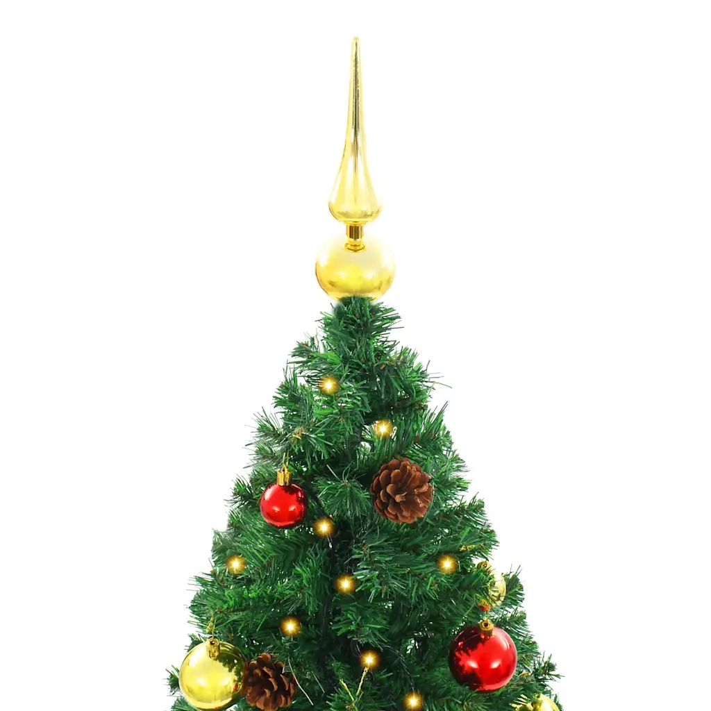 Albero di Natale Artificiale con Palline e LED 150 cm Verde cod mxl 6991