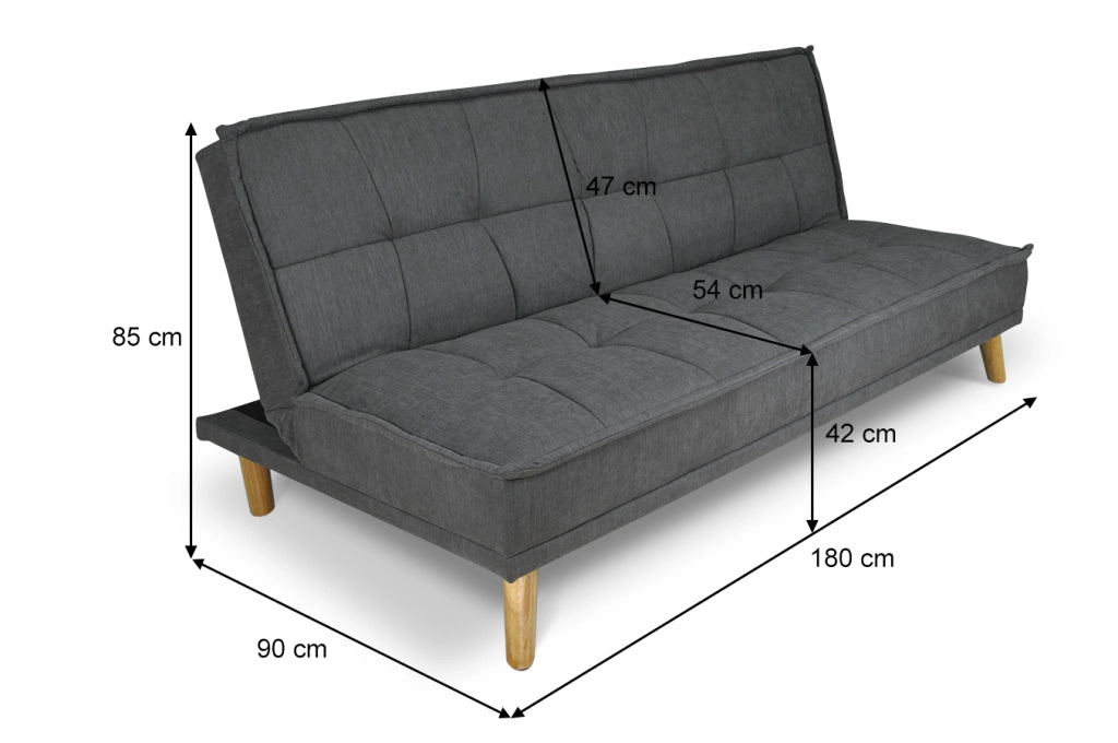 Divano letto clic clac in tessuto vellutato grigio scuro, divano 3 posti Bart - DL-BA05FBC